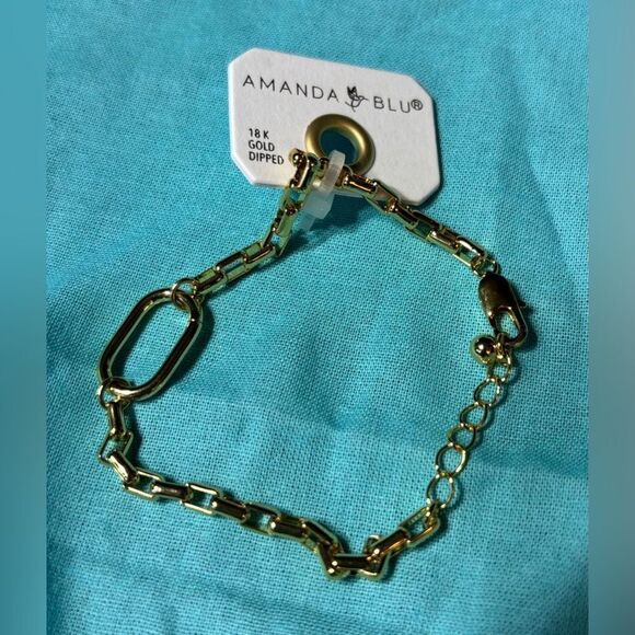 NEW! Amanda Blu Gold 7” Pippa Charm Bracelet with Extension 18K Gold Dipped NWT - Picture 1 of 4